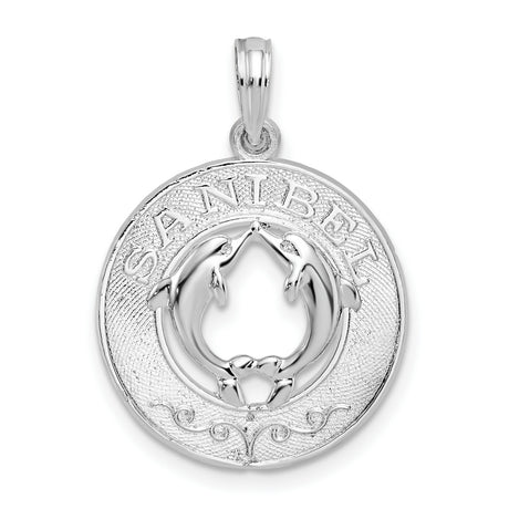 Sterling Silver Dolphin Pendant with Two Dolphins Forming Heart Shape, Nautical Marine Jewelry