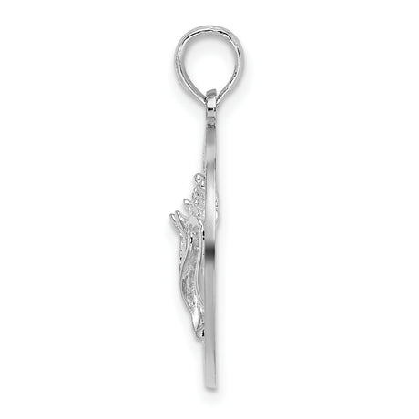 Sterling Silver Round Pendant with Sanibel Seashell Design, Coastal Beach Style
