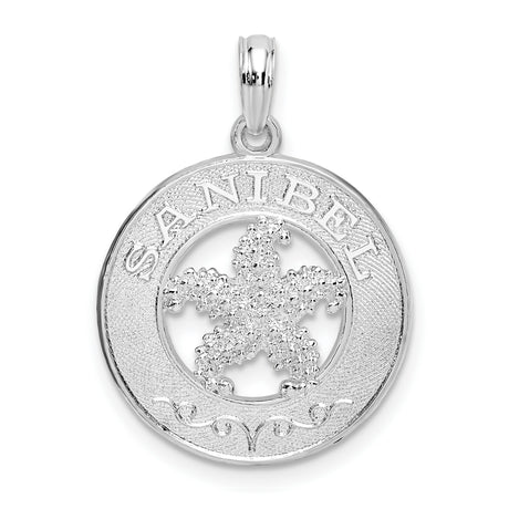Sterling Silver Starfish Pendant with Sanibel Engraving, Ocean-Inspired Nautical Jewelry for Women