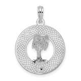 Sterling Silver Palm Tree Pendant with Sanibel Engraving, Tropical Beach Charm