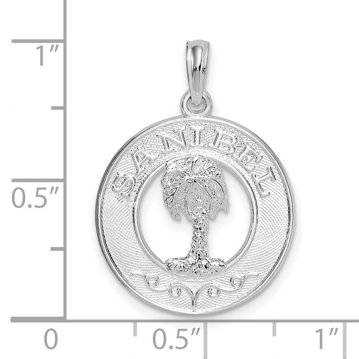 Sterling Silver Palm Tree Pendant with Sanibel Engraving, Tropical Beach Charm