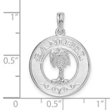 Sterling Silver Palm Tree Pendant with Sanibel Engraving, Tropical Beach Charm