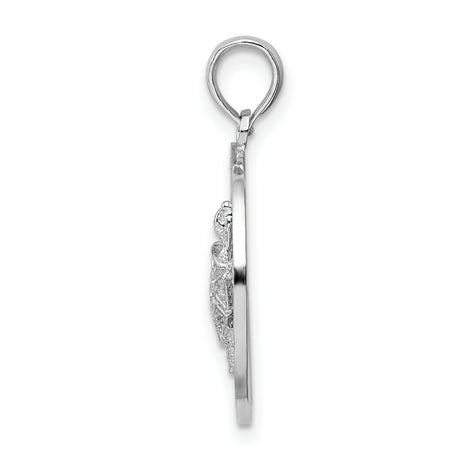 Sterling Silver Sea Turtle Pendant, Turks Caicos Circle Design, Nautical Ocean Charm