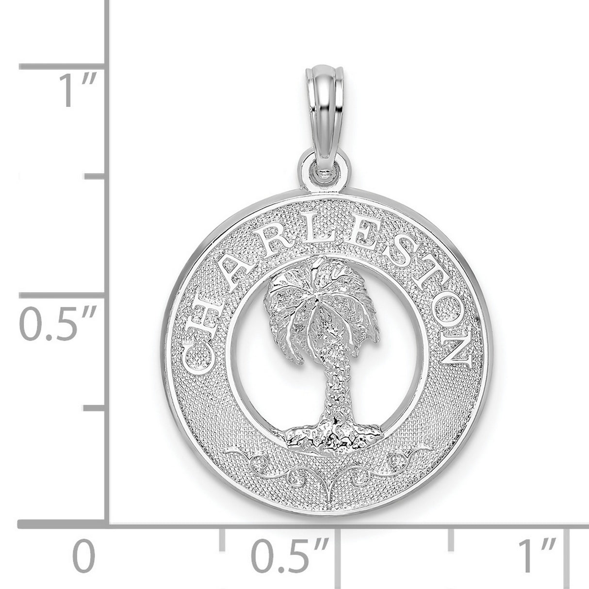 Sterling Silver Pendant with Palm Tree Design, Coastal Circle Charm, Southern Heritage Jewelry