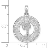 Sterling Silver Pendant with Palm Tree Design, Coastal Circle Charm, Southern Heritage Jewelry