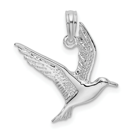 Sterling Silver Bird Pendant with Flying Seagull, Nature and Ocean Totem Jewelry