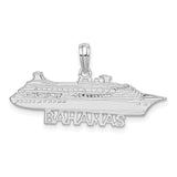 Sterling Silver Cruise Ship Pendant with Bahamas Inscription, Nautical Travel Charm