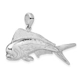 Sterling Silver Fish Pendant with Detailed Mahi Mahi Design, Nautical Marine Jewelry for Men