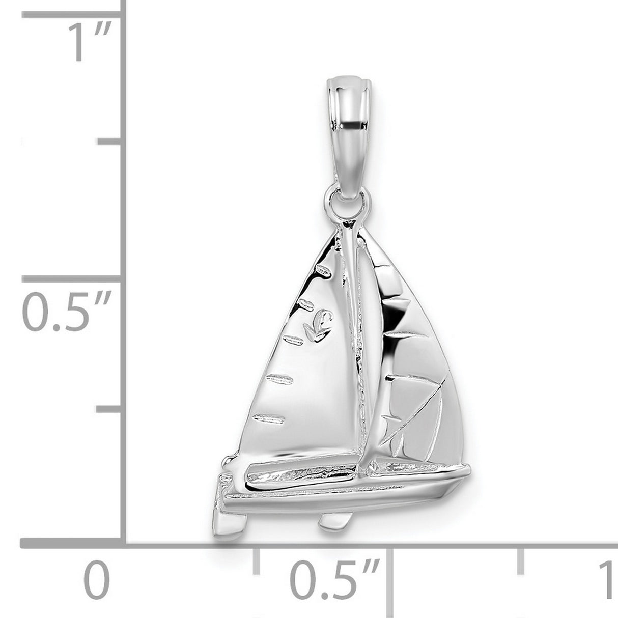 Sterling Silver Sailboat Pendant with Detailed Sail Design, Nautical Jewelry for Ocean Lovers