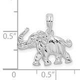 Sterling Silver Elephant Pendant with Raised Trunk, Symbol of Strength and Luck