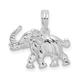 Sterling Silver Elephant Pendant with Raised Trunk, Symbol of Strength and Luck
