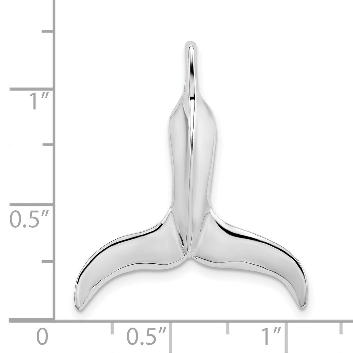 Sterling Silver Whale Tail Pendant, Polished Finish Nautical Beach Style Jewelry for Women or Unisex