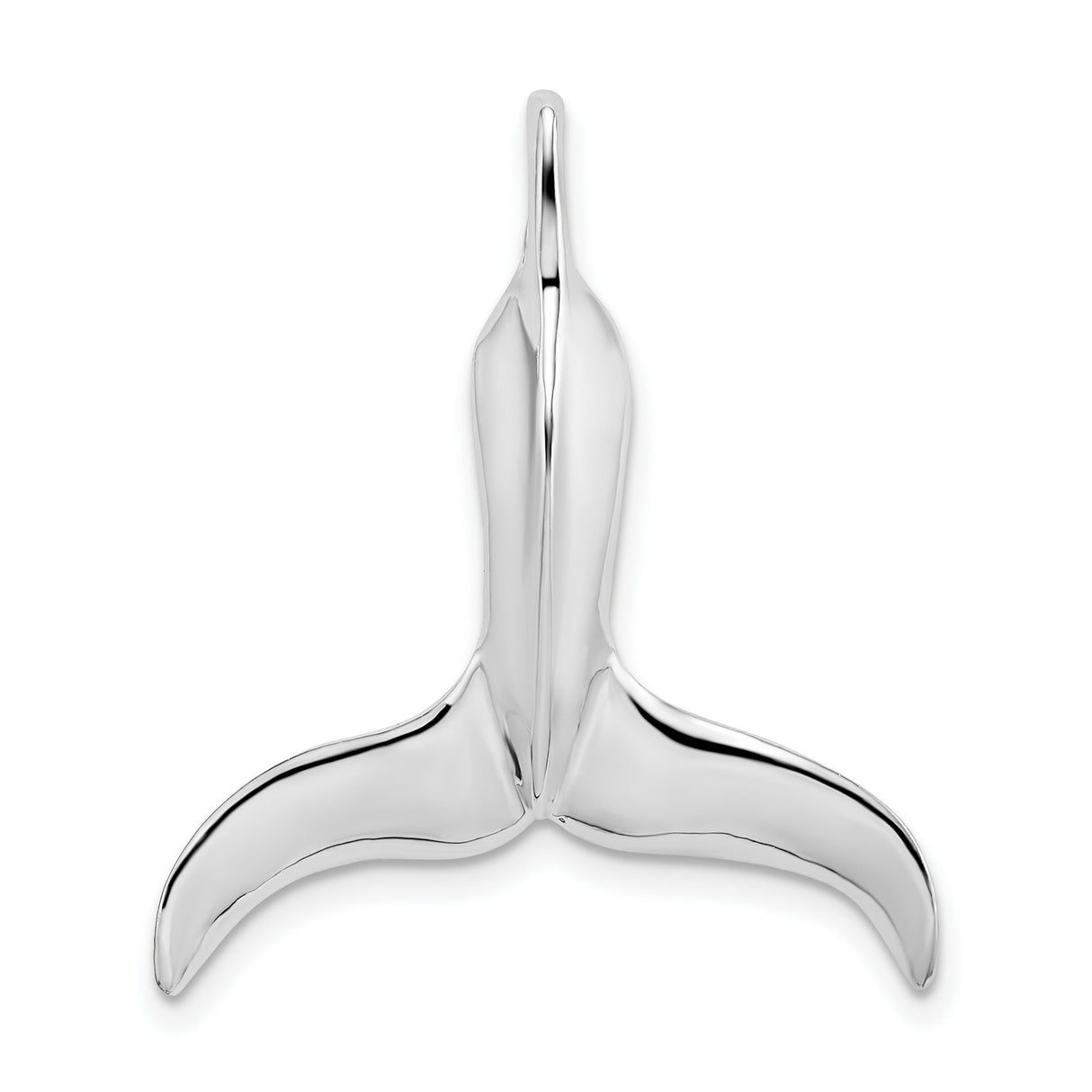 Sterling Silver Whale Tail Pendant, Polished Finish Nautical Beach Style Jewelry for Women or Unisex