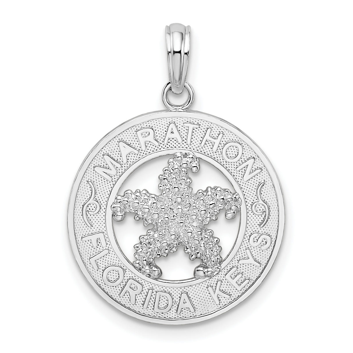 Sterling Silver Starfish Pendant, Textured Ocean Charm, Coastal Nautical Jewelry Souvenir