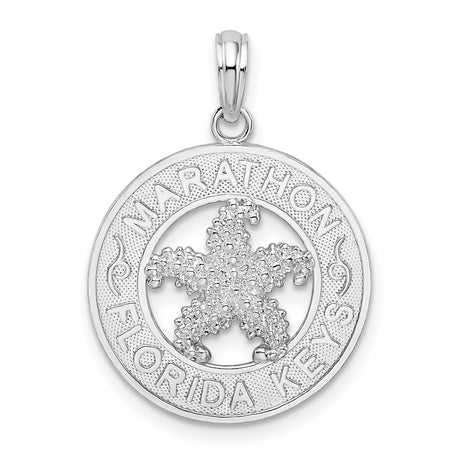 Sterling Silver Starfish Pendant, Textured Ocean Charm, Coastal Nautical Jewelry Souvenir