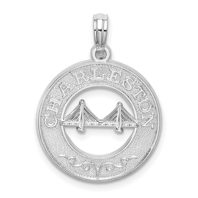 Sterling Silver Pendant with Charleston Bridge and Arthur Ravenel Cutout, Skyline Travel Charm