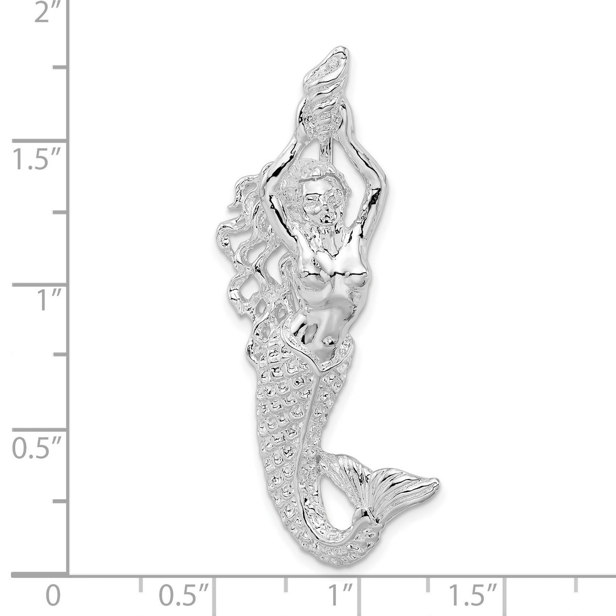 Sterling Silver Mermaid Pendant with Flowing Hair and Ocean Theme Design for Women