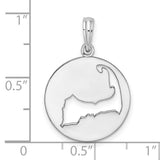 Polished Cape Cod Cut-out Charm Pendant in Real 925 Sterling Silver