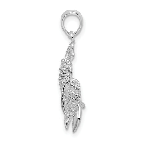 Sterling Silver Lobster Pendant, Detailed Nautical Marine Animal Charm, Unisex Ocean Jewelry