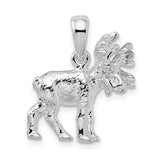 Sterling Silver Moose Pendant with 3D Detailed Wilderness Animal Design, Unisex Wildlife Charm