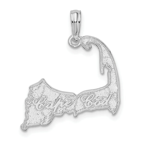 Sterling Silver Cape Cod Pendant, Nautical Map Charm with Cape Cod Script