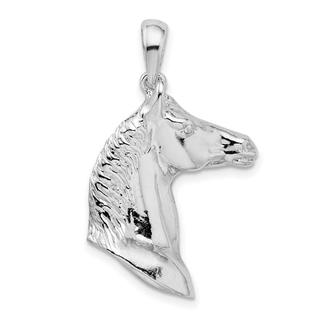 Sterling Silver Horse Head Pendant, Realistic Equestrian Design, Unisex Western Style Charm