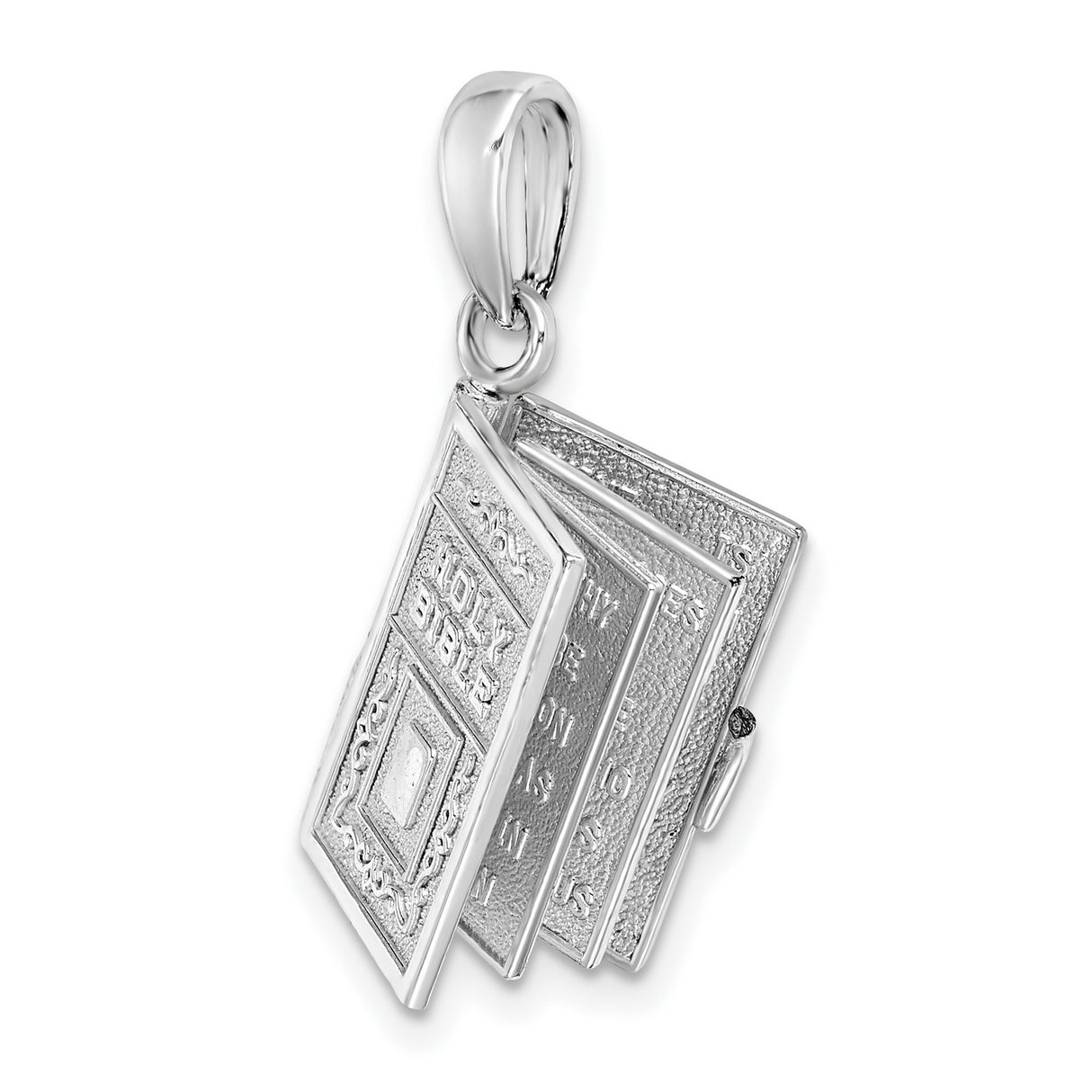 Polished Moveable 3D Lords Prayer Bible Charm Pendant in Real 925 Sterling Silver