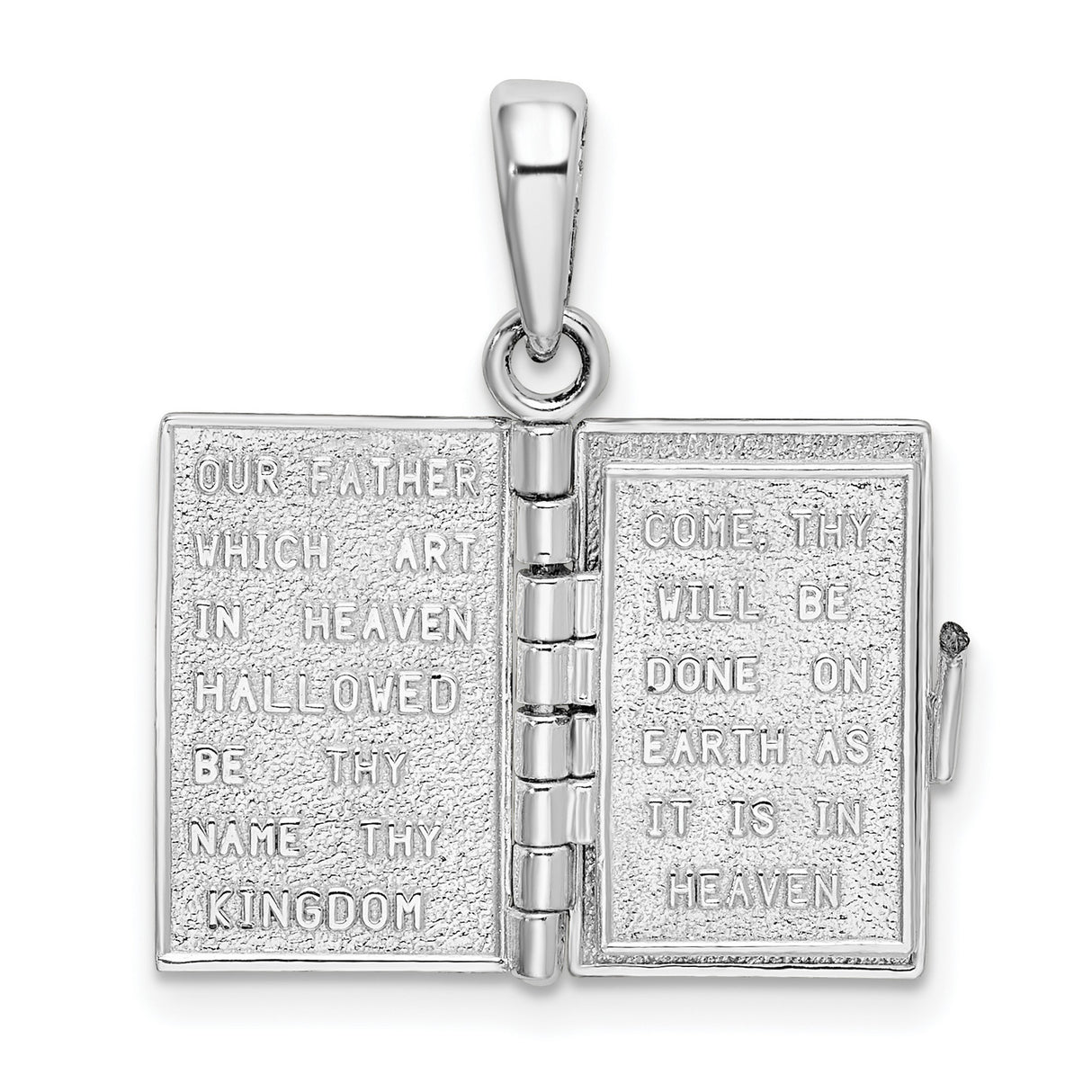 Polished Moveable 3D Lords Prayer Bible Charm Pendant in Real 925 Sterling Silver