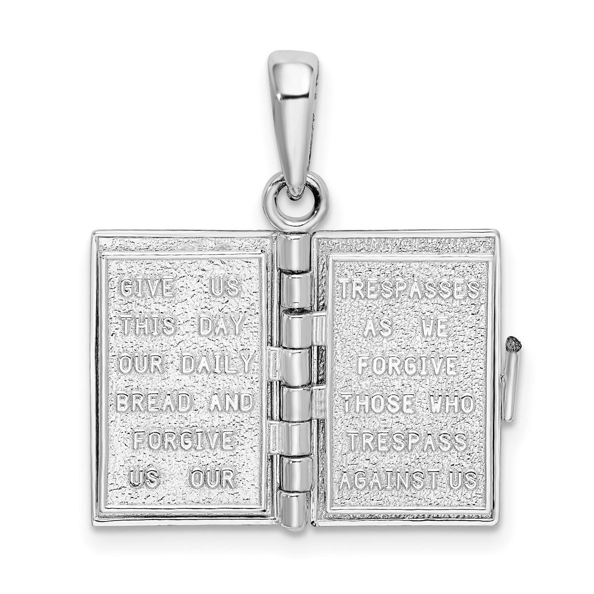 Polished Moveable 3D Lords Prayer Bible Charm Pendant in Real 925 Sterling Silver