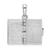 Polished Moveable 3D Lords Prayer Bible Charm Pendant in Real 925 Sterling Silver