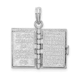 Polished Moveable 3D Spanish Santa Biblia Charm Pendant in Real 925 Sterling Silver