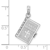 Polished Moveable 3D Spanish Santa Biblia Charm Pendant in Real 925 Sterling Silver