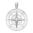 Sterling Silver Compass Pendant with Nautical Rose Design and Directional Engravings