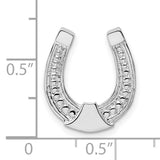 Sterling Silver Horseshoe Pendant Charm with Detailed Accents, Lucky Western Symbol