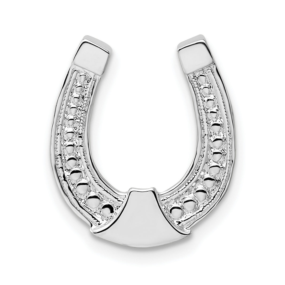 Sterling Silver Horseshoe Pendant Charm with Detailed Accents, Lucky Western Symbol