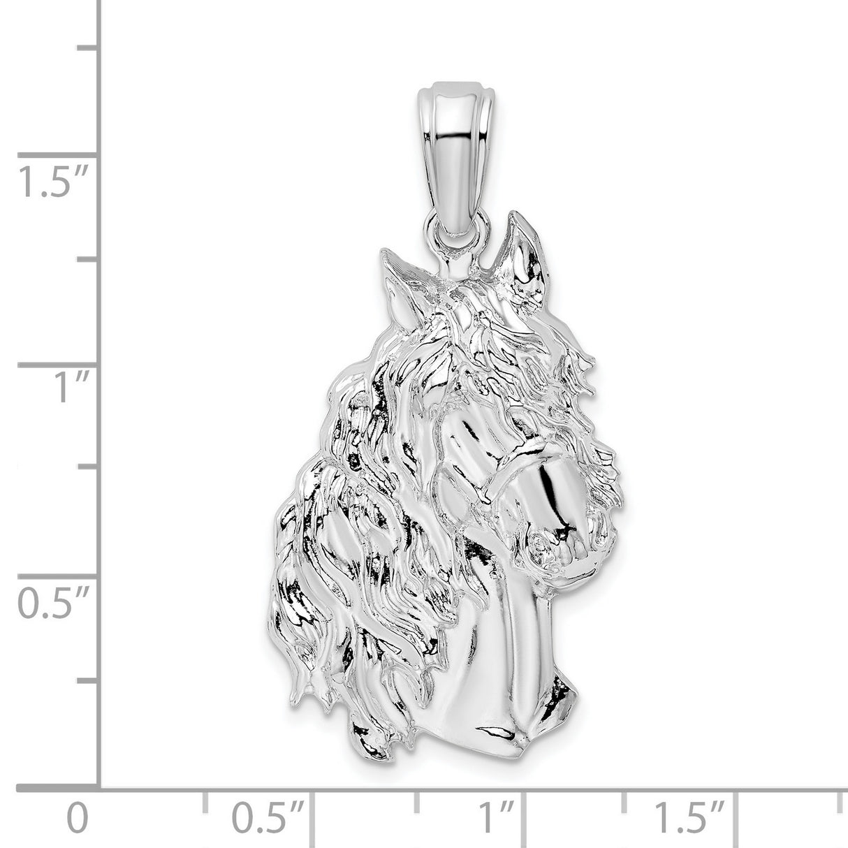 Sterling Silver Horse Head Pendant with Flowing Mane, Rustic Boho Equestrian Style