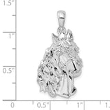 Sterling Silver Horse Head Pendant with Flowing Mane, Realistic Equestrian Design
