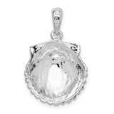 Polished Scallop Shell Charm Pendant in Real 925 Sterling Silver