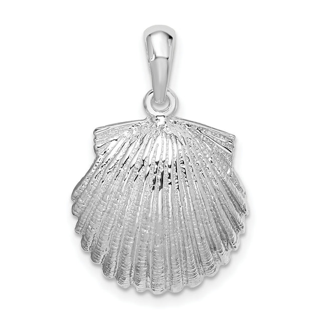 Polished Scallop Shell Charm Pendant in Real 925 Sterling Silver
