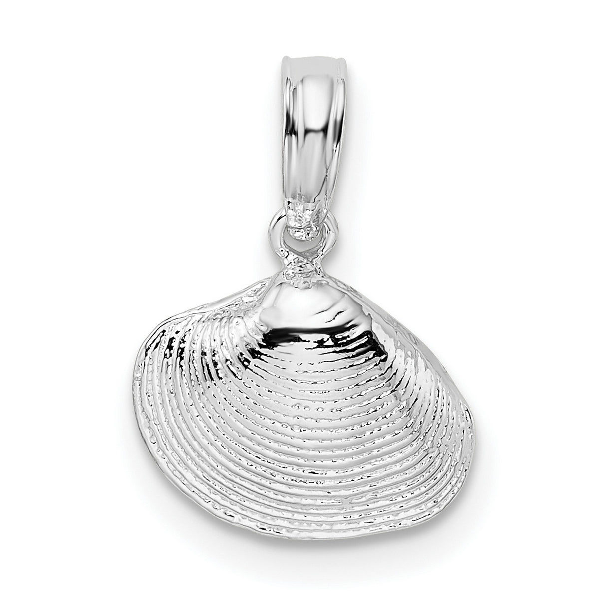 Sterling Silver Seashell Pendant with Realistic Clam Shell Design, Ocean Inspired Jewelry for Women