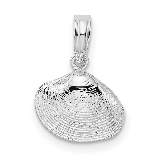 Sterling Silver Seashell Pendant with Realistic Clam Shell Design, Ocean Inspired Jewelry for Women
