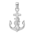 Sterling Silver Anchor and Seahorse Pendant, Nautical Cross Christian Ocean Jewelry