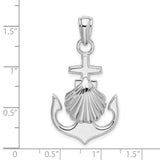 Sterling Silver Anchor Cross Pendant with Scallop Shell, Christian Camino Jewelry for Men and Women