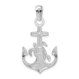 Sterling Silver Anchor Cross Pendant with Sea Turtle Detail, Nautical Christian Jewelry
