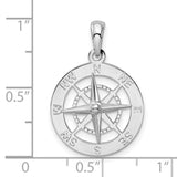 Sterling Silver Compass Pendant with Directional Rose, Nautical Travel and Guidance Theme
