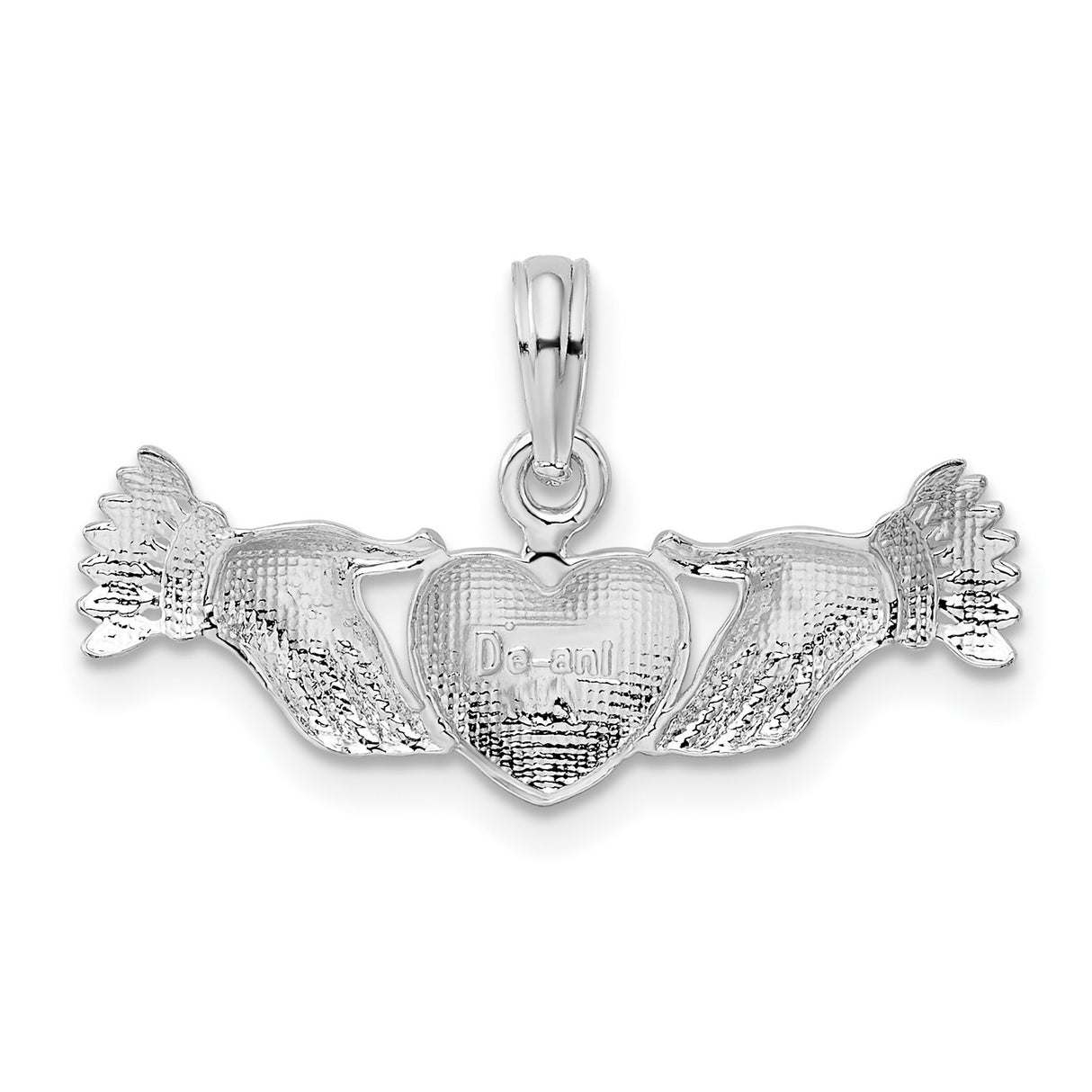 Sterling Silver Claddagh Pendant with Heart, Crown, and Hands, Celtic Irish Heritage Symbol