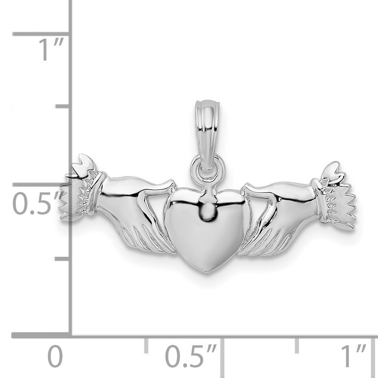 Sterling Silver Claddagh Pendant with Heart, Crown, and Hands, Celtic Irish Heritage Symbol