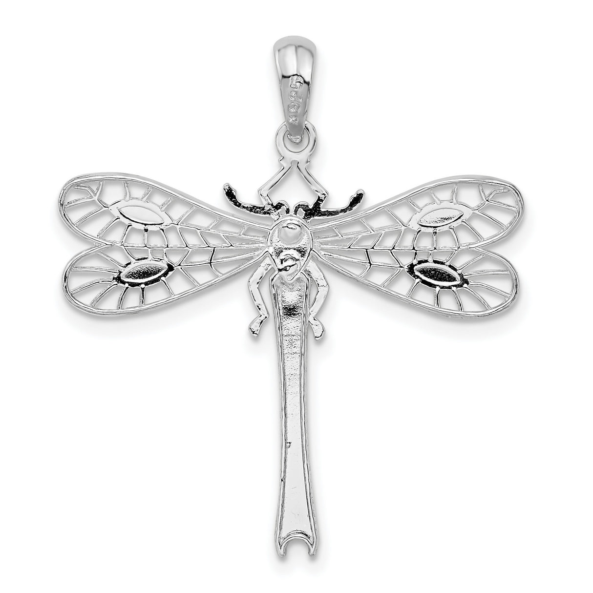 Sterling Silver Dragonfly Pendant with Openwork Wings and Nature-Inspired Design for Women