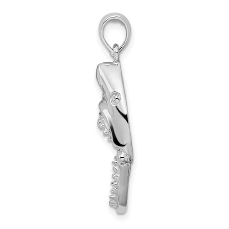 Polished Moveable Shark Head Charm Pendant in Real 925 Sterling Silver