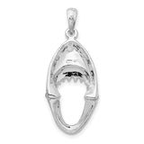 Polished Moveable Shark Head Charm Pendant in Real 925 Sterling Silver